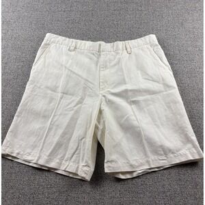 Ivory Linen Blend Shorts Mens 40 9" Inseam Breakwater Vacation Beach Resort